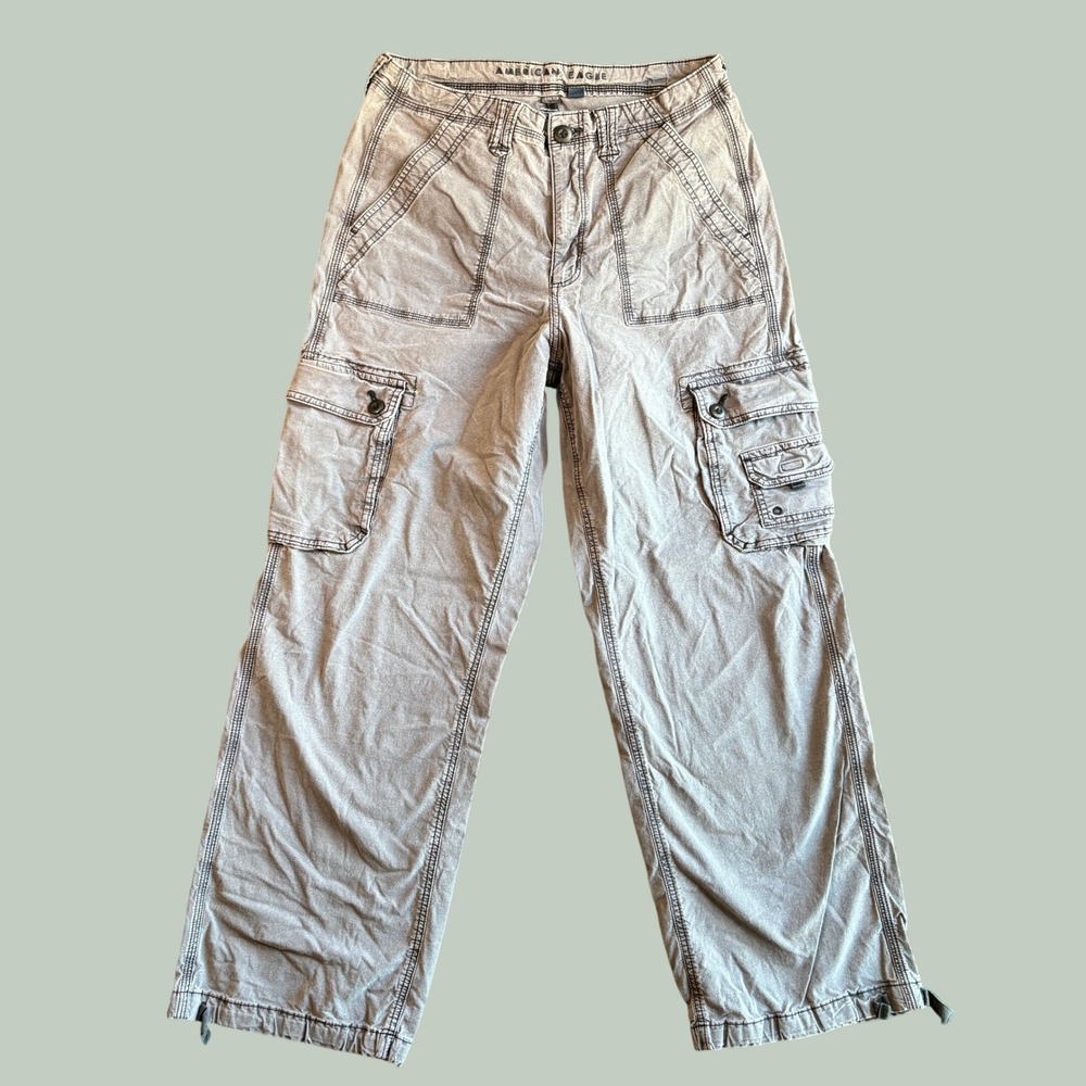 American Eagle Cargo Pants 12 Gray Stretch Utility Relaxed Gorpcore Skater